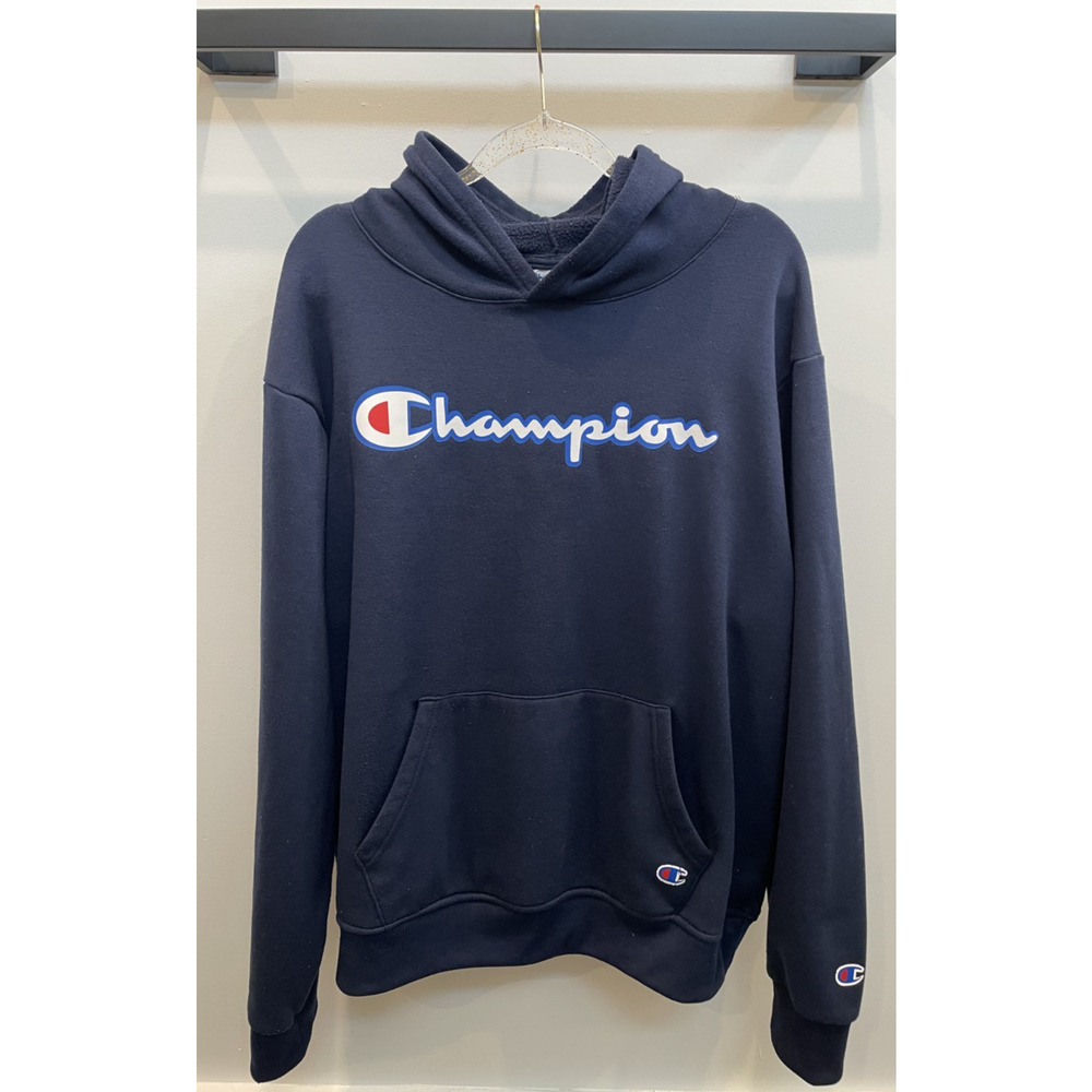 Champion Hoodie Men XL Navy Blue Logo Pullover Athletic Casual Streetwear